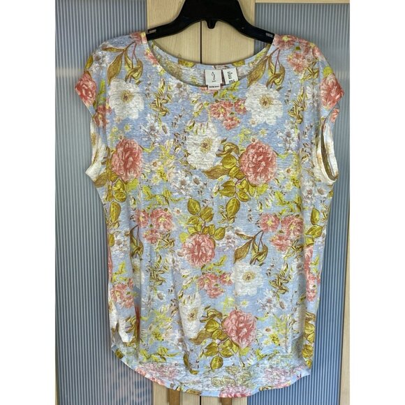 Joie Tops - Joie Linen top L floral Cap Sleeve coastal casual boho cottage Beach Summer